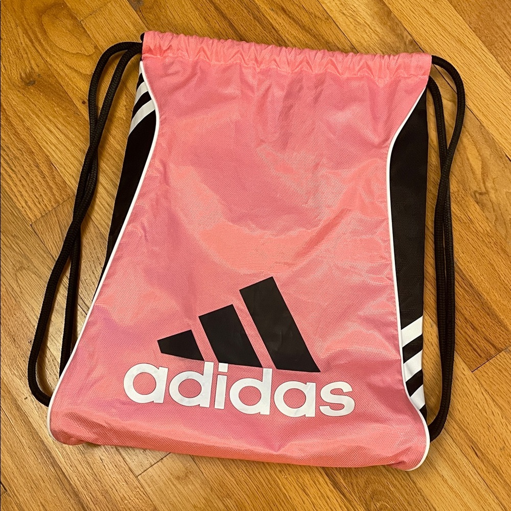 Adidas Drawstring Backpack Bag. Pink/Black. GUC